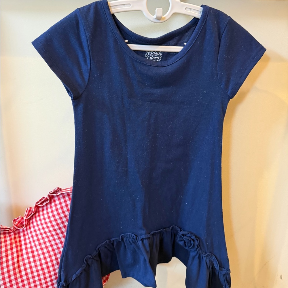 AMERICANA Faded Glory Girls Short Sleeve Shirt Dress Top Size XS
